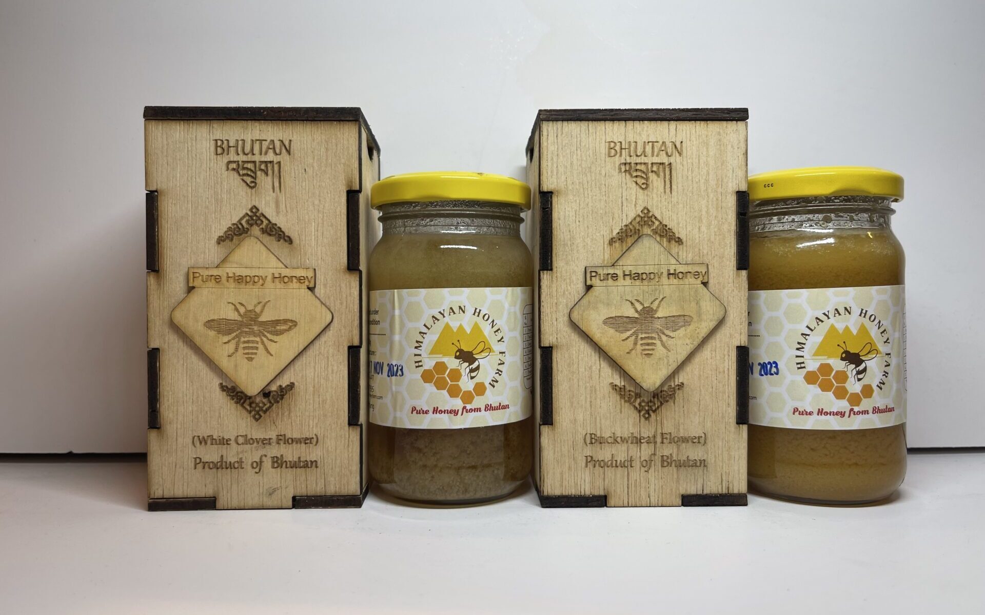 ブータン産はちみつ Pure Happy Honey 275gセット(ホワイトクローバー&そばの花)